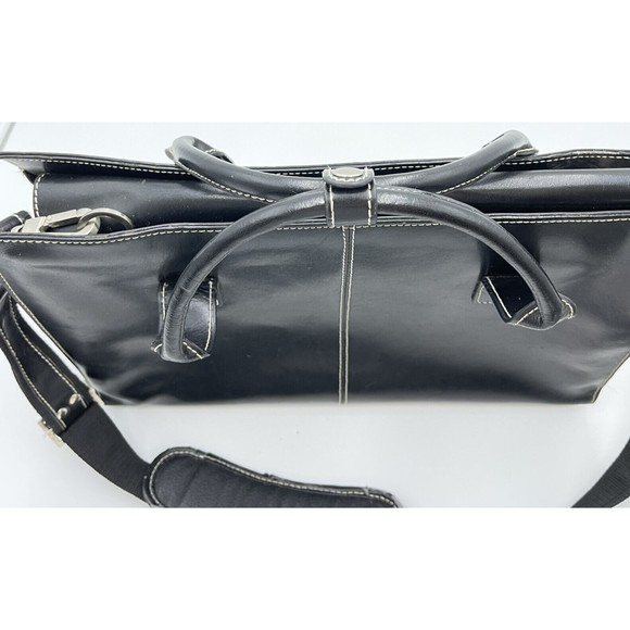 Samsonite Messenger Bag Laptop Case Black Leather Carry On - Picture 8 of 11